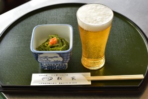 松家・めかぶ酢とビール500円